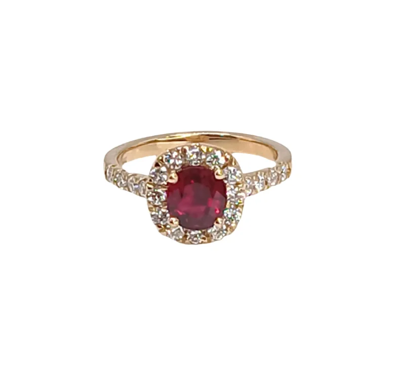 Rings For Tiny Palms-18k Yellow Gold Ruby and Diamond Ring