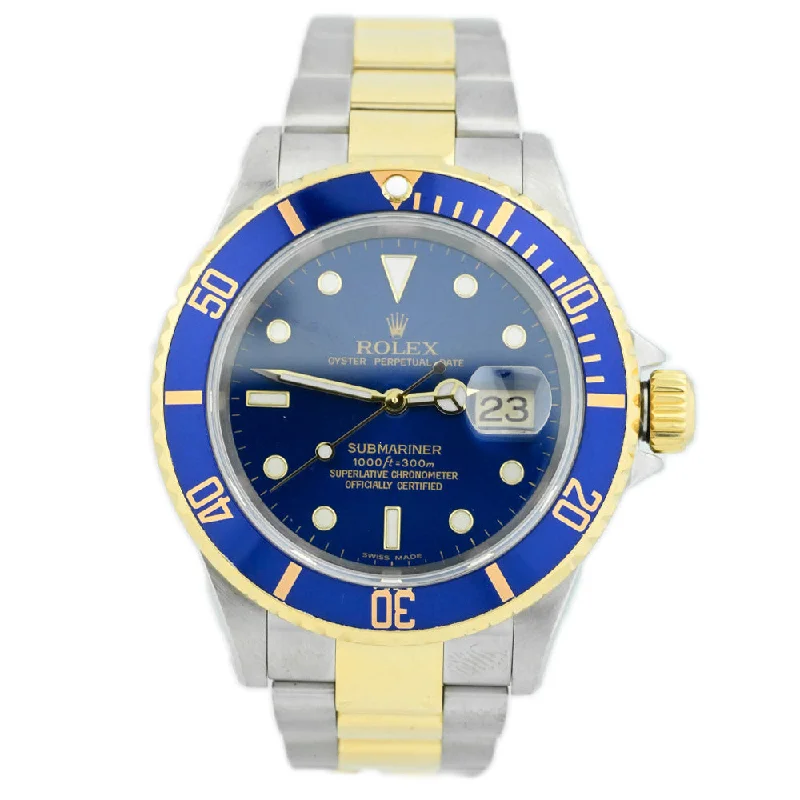 Watches Style Reviews-Rolex Submariner 40mm Blue Dial Watch Ref# 16613