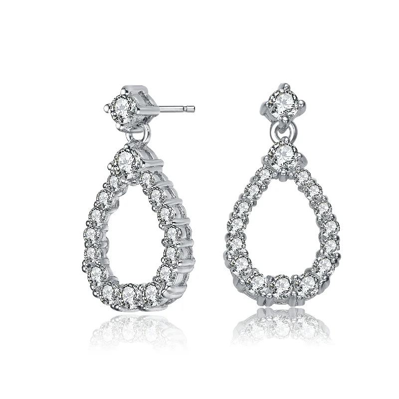 Earrings For Humid Days-Constance Halo Stud Teardrop Earrings