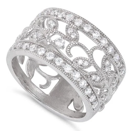 Rings Promo Offers-Sterling Silver Ornaments Leaves CZ Ring