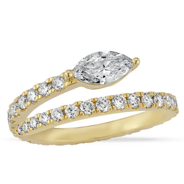 Rings For Night Looks-Lab Grown Diamond Bypass Band in 14K Yellow Gold