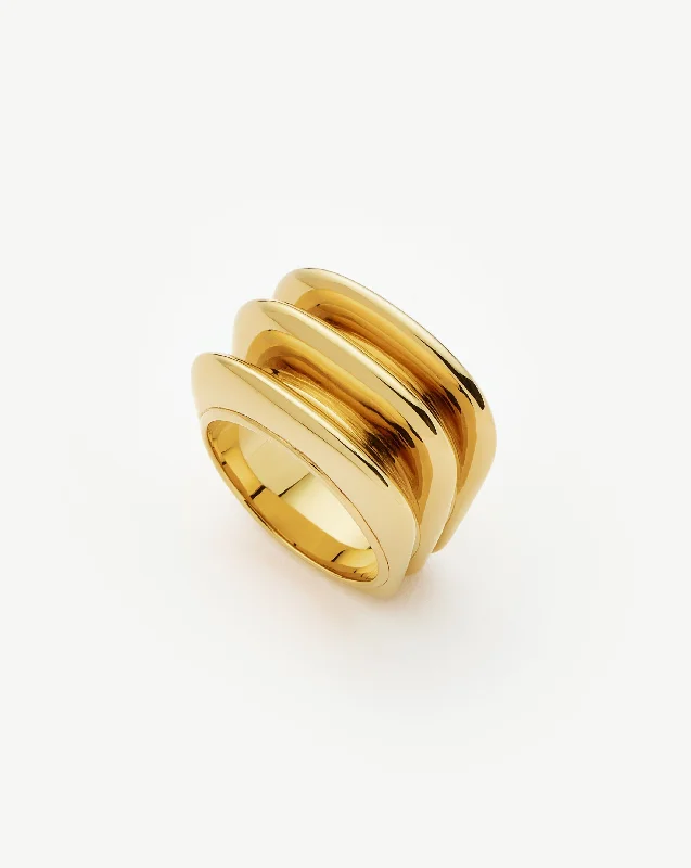 Rings For Rain Glow-Hera Dome Triple Ridge Ring