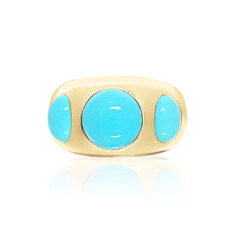 Soft Rings For Jobs-Sleeping Beauty Chunky Turquoise Dome Ring