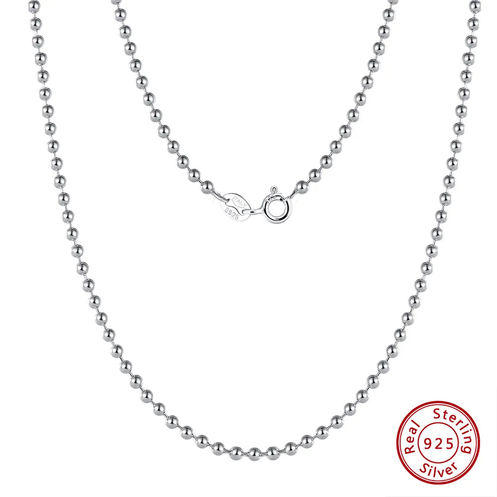 Silver 2.5mm Light Bead Necklace, 40cm Long, about 6.33G