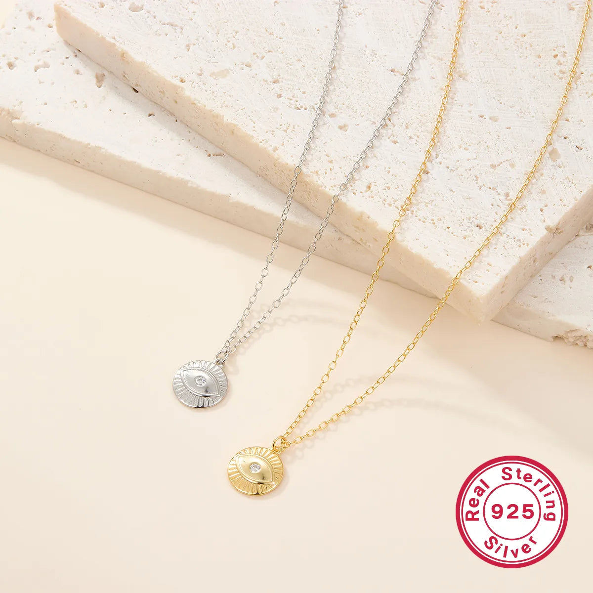 Necklaces Shopping Guide-Simple Style Classic Style Devil's Eye Sterling Silver Plating Inlay Zircon 18k Gold Plated White Gold Plated Pendant Necklace