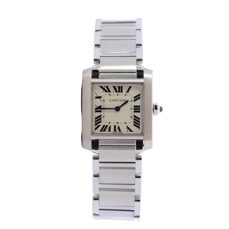 Small Watches For Simplicity-Cartier Tank 20mm Ivory Dial Watch Ref# W51008Q3