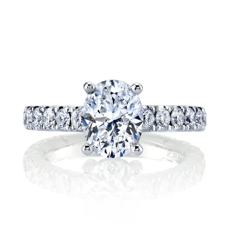 Most Sturdy Rings-Solitaire Ring Setting with Diamond Band and Hidden Halo