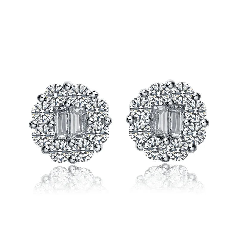 Earrings For First Wearers-Cubic Zirconia Sterling Silver Cubic Zirconia Stud Earrings