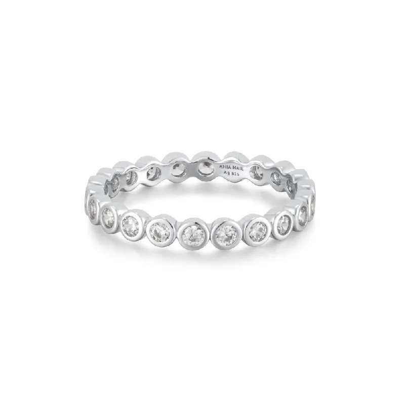 Rings Stone Choices-Bezel Set Eternity Band in Sterling Silver