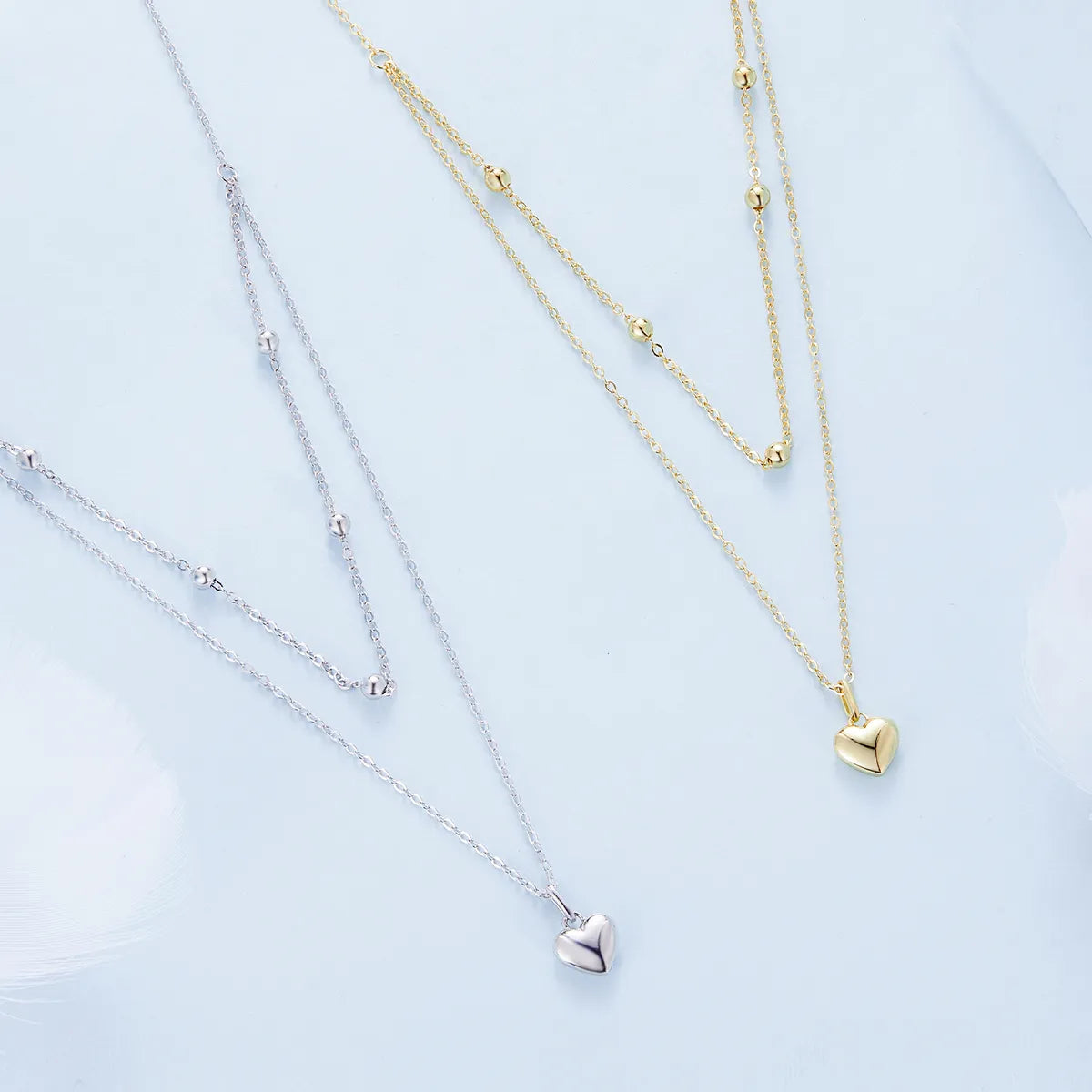 Necklaces For Low Flair-Casual Heart Shape Sterling Silver Plating Inlay Zircon White Gold Plated Layered Necklaces