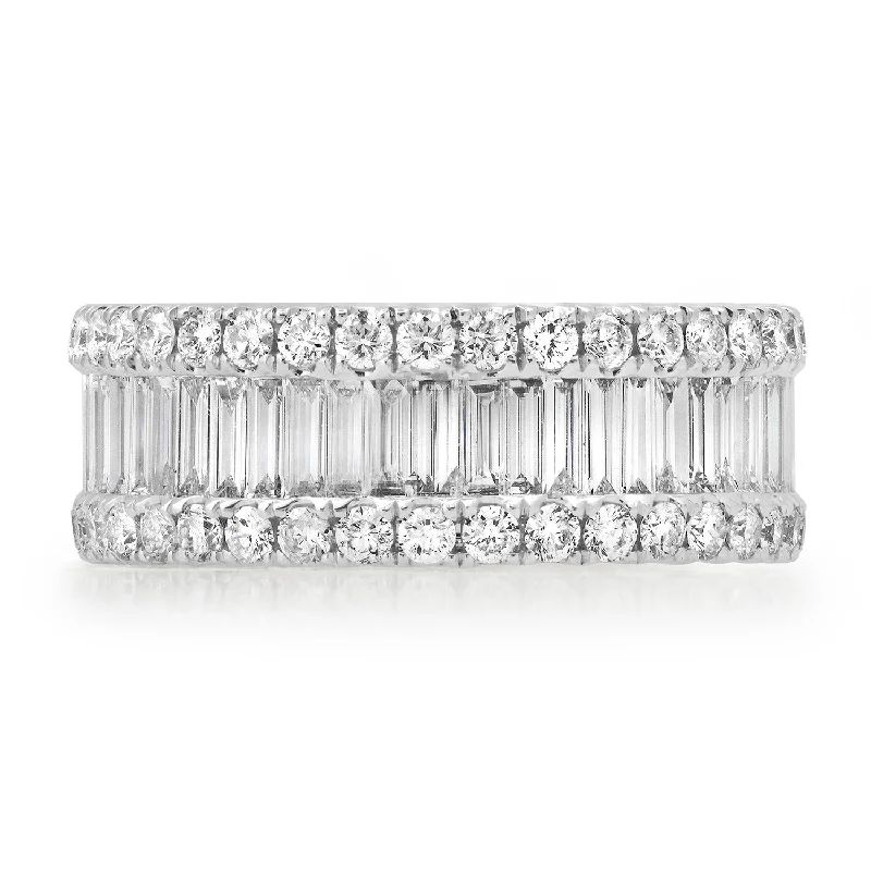 Rings For Icy Hues-Diamond Baguette Eternity Band Ring with Diamond Frame