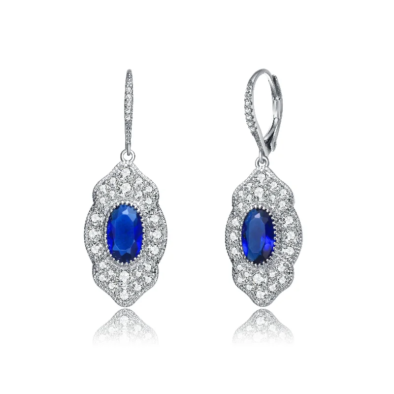 Earrings Safety Tips-Déco Blue Pave Drop Earrings