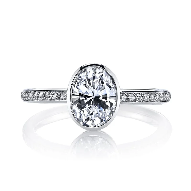 Rings For Self Glow-Bezel Set Solitaire Ring Setting with Diamond Band