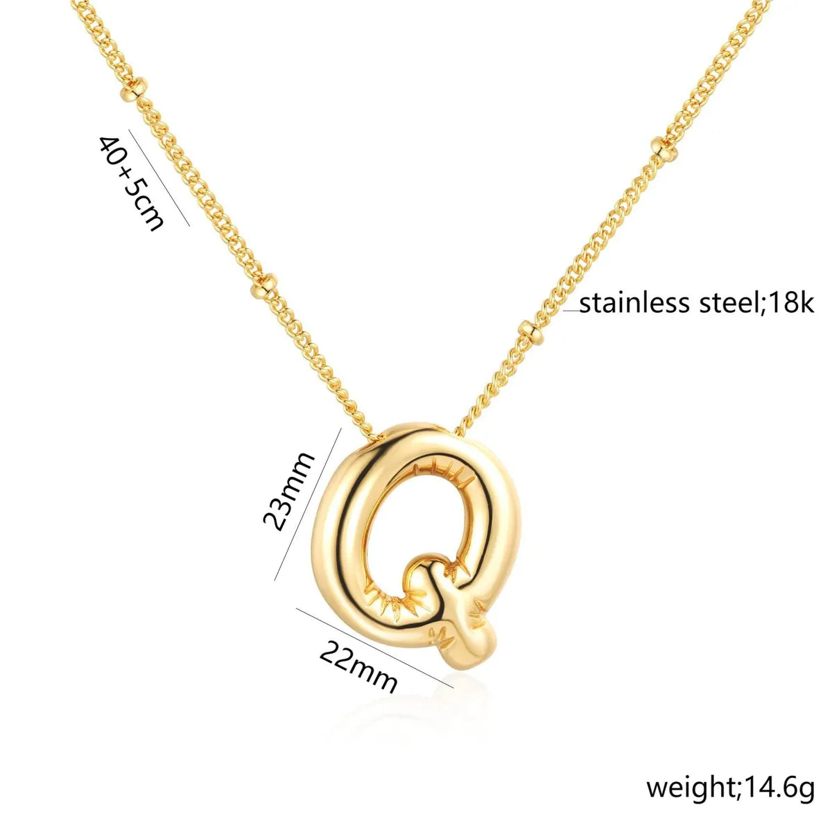 Bead Necklace Letters Q-Gold