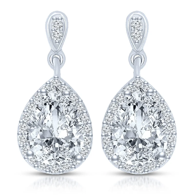 Earrings Deal Reviews-Sterling Silver Plated Cubic Zirconia Pear Dangling Earrings