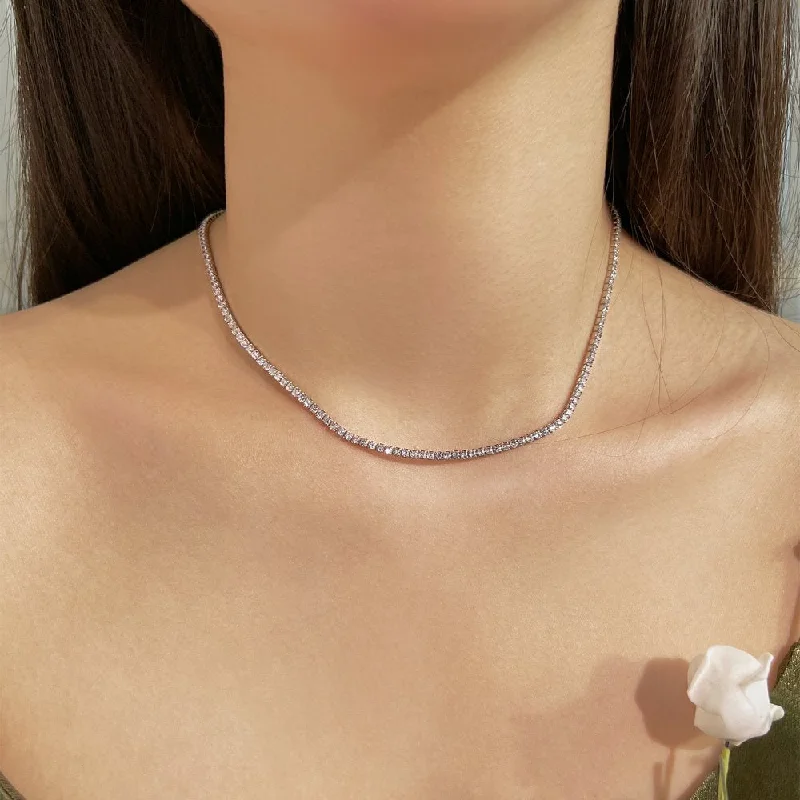 Best Pick Necklaces-Simple Style Solid Color Sterling Silver Inlay Zircon Necklace 1 Piece