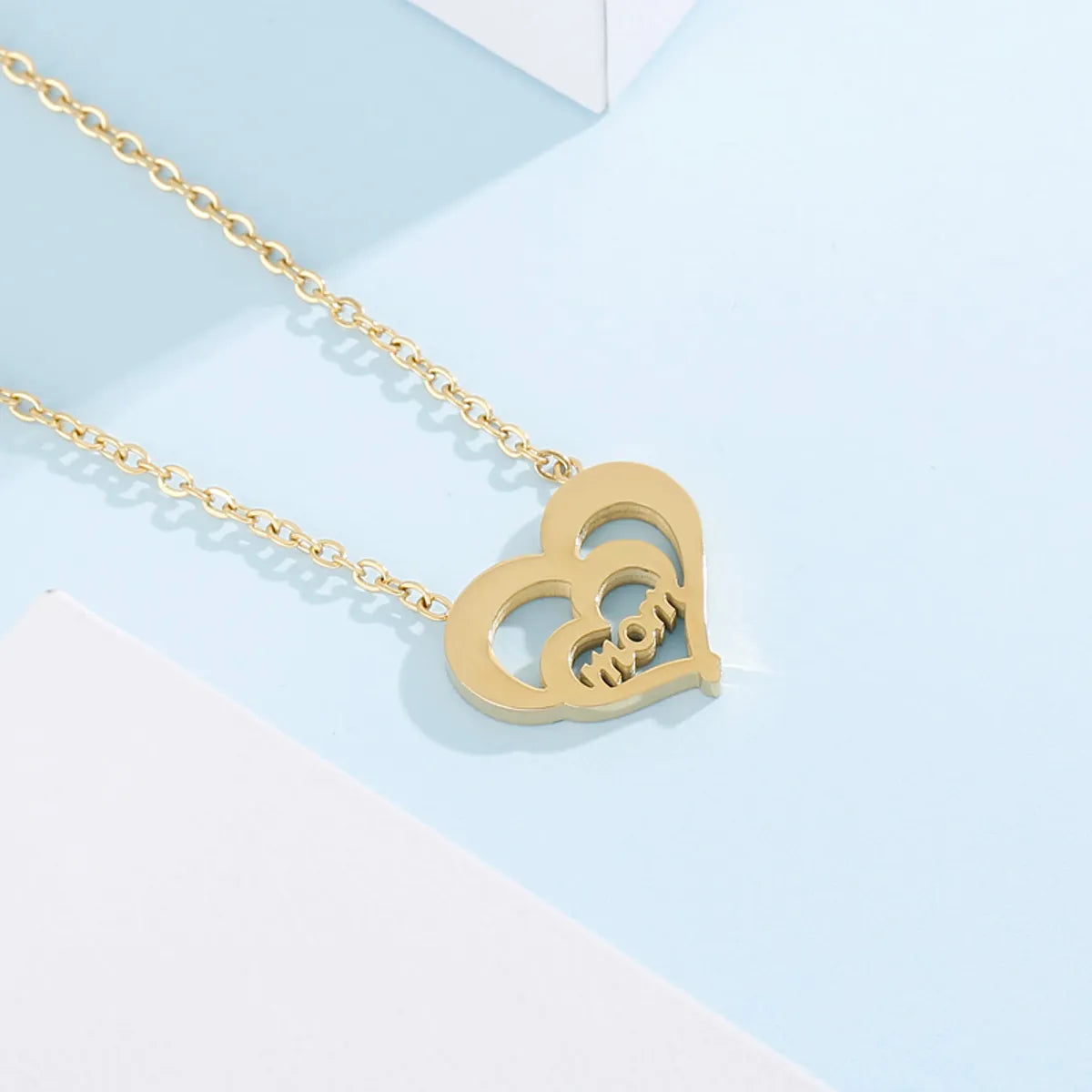 Necklaces For Wrist Sets-Stainless Steel 18K Gold Plated Lady Letter Heart Shape Pendant Necklace