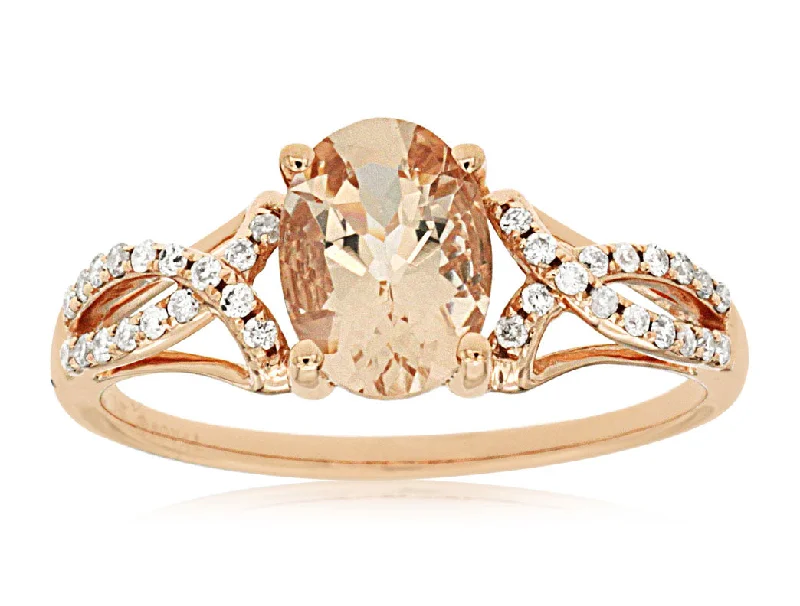 Rings Make Reviews-14k Rose Gold Morganite and Diamond Ring