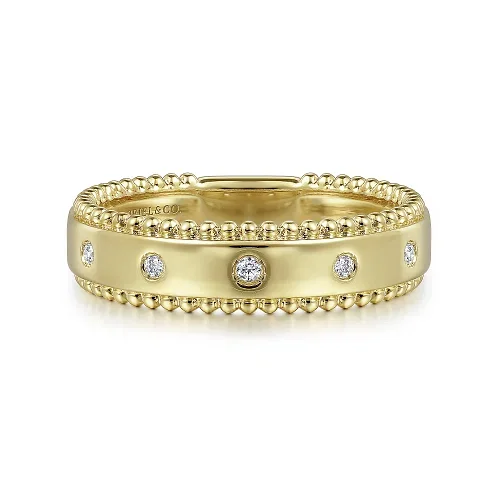 Best Deal Rings-Diamond Bezel Wide Stackable Band in 14K Yellow Gold