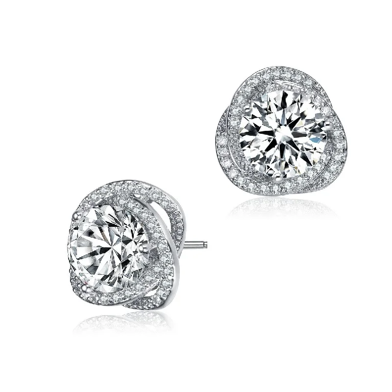 Earrings Clasp Strength-Marguerite Triple Halo CZ Stud Limited Edition Earring