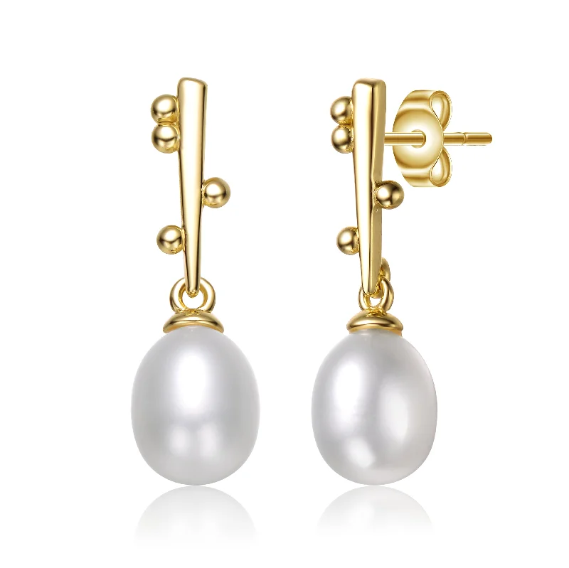 Earrings For Country Style-Delphine Mini Golden Pearl Earrings