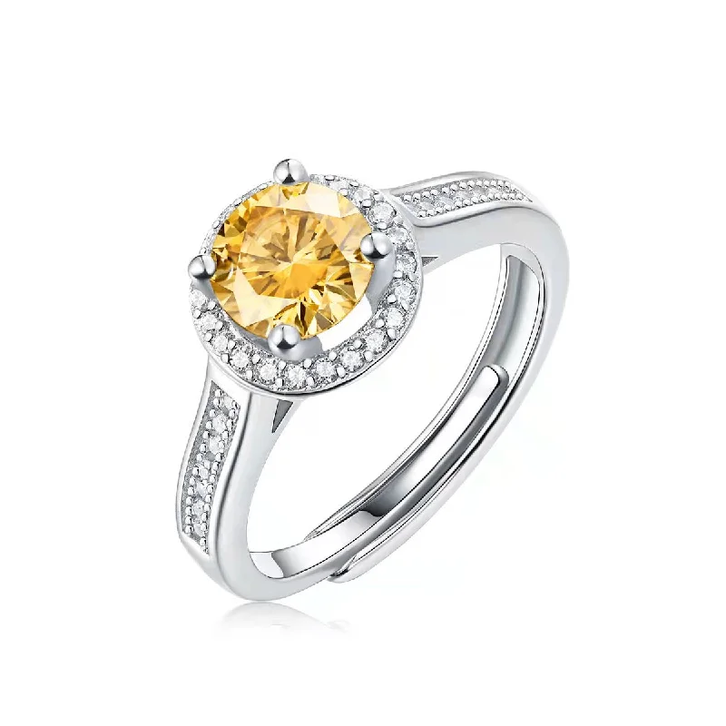 Earrings For Shore Trips-Théa Yellow & White Lab Created Moissanite Adjustable Ring