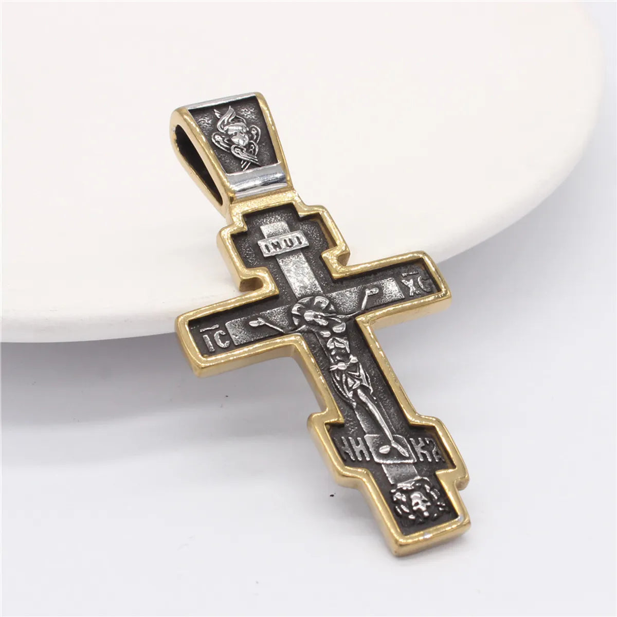 Necklaces Strength Rating-Hip-Hop Cross Titanium Steel Men'S