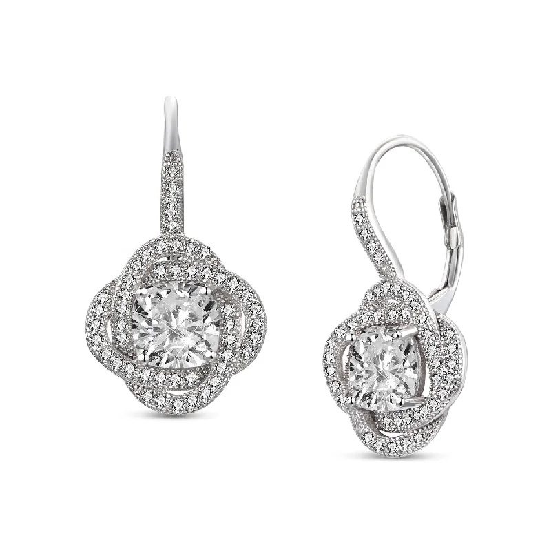 Earrings For Park Outings-Elegant Cubic Zirconia Sterling Silver Earrings