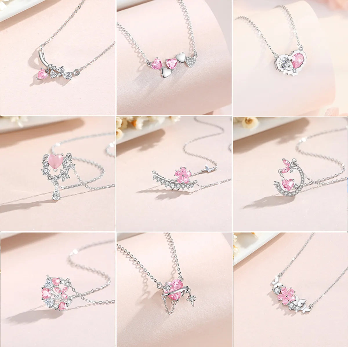 Full Necklaces For Show-Elegant Lady Commute Heart Shape Sterling Silver Inlay Zircon White Gold Plated Pendant Necklace