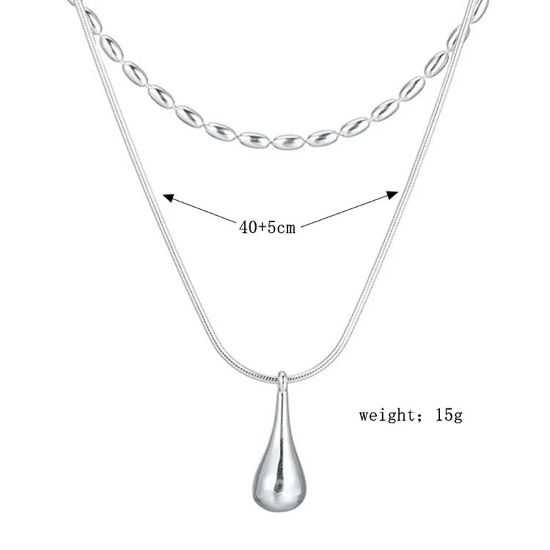 Necklaces Stone Choices-Elegant Water Droplets Solid Color Sterling Silver Plating Silver Plated Pendant Necklace