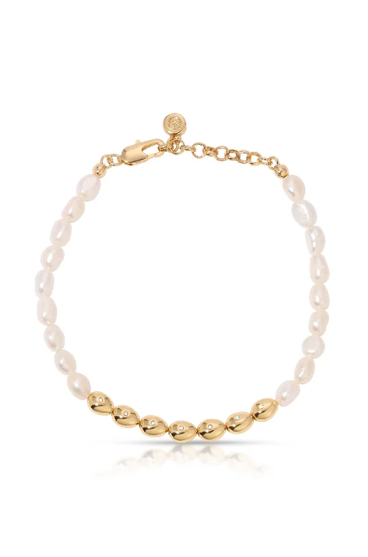 Best Bracelets For Office Wear-Freshwater Pearl Polished Pebble Bracelet