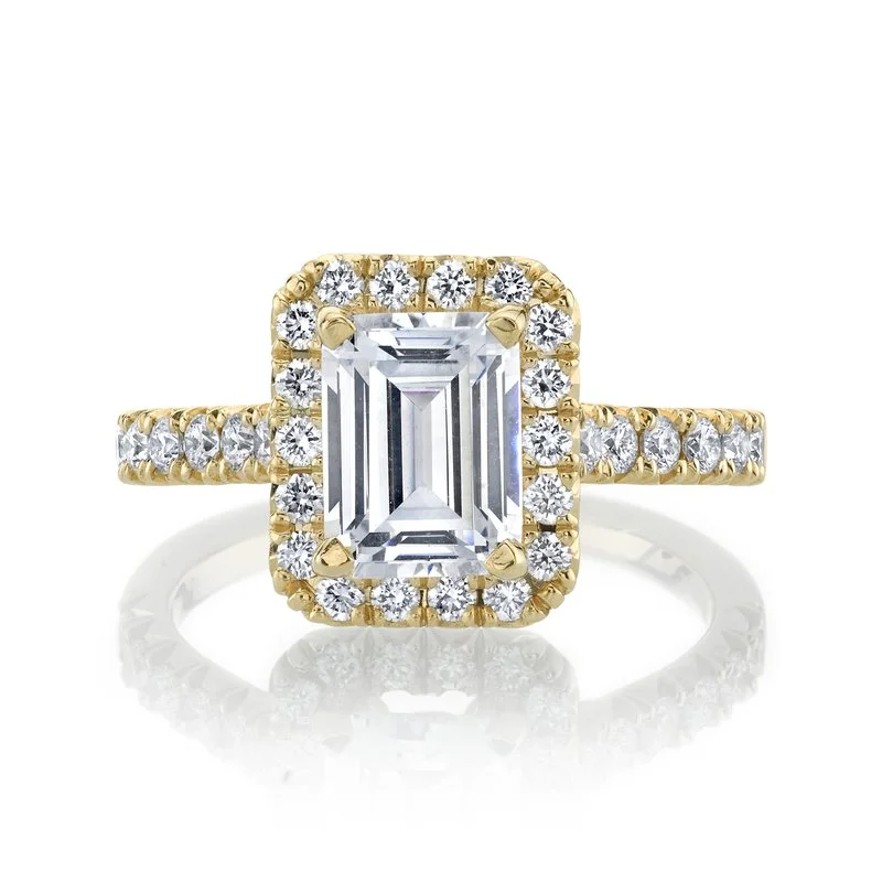 Max Glow Rings-Solitaire Ring Setting With Diamond Halo, Diamond Band, and Diamond Under Gallery