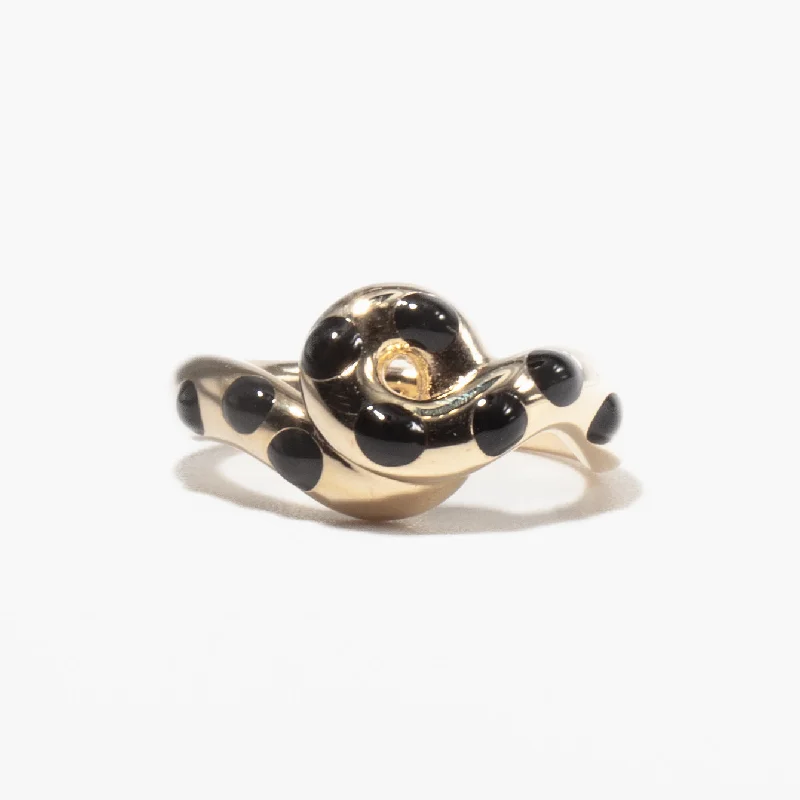 Rings For Sleek Trends-Black Enamel Chunky Wave Ring