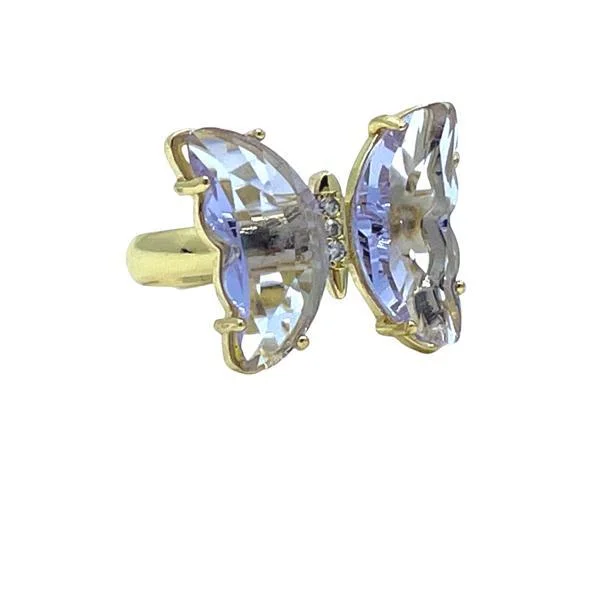 Top Grade Rings-Adjustable Glass Butterfly Ring: Lavender (RG5BFLYLV)