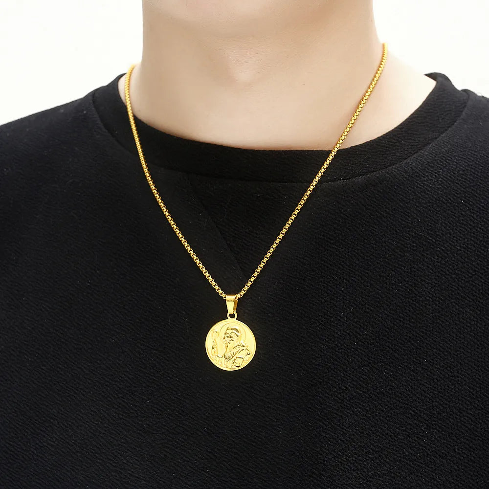 Necklaces For Straight Style-Hip-Hop Retro Solid Color 304 Stainless Steel Plating 18K Gold Plated Men'S