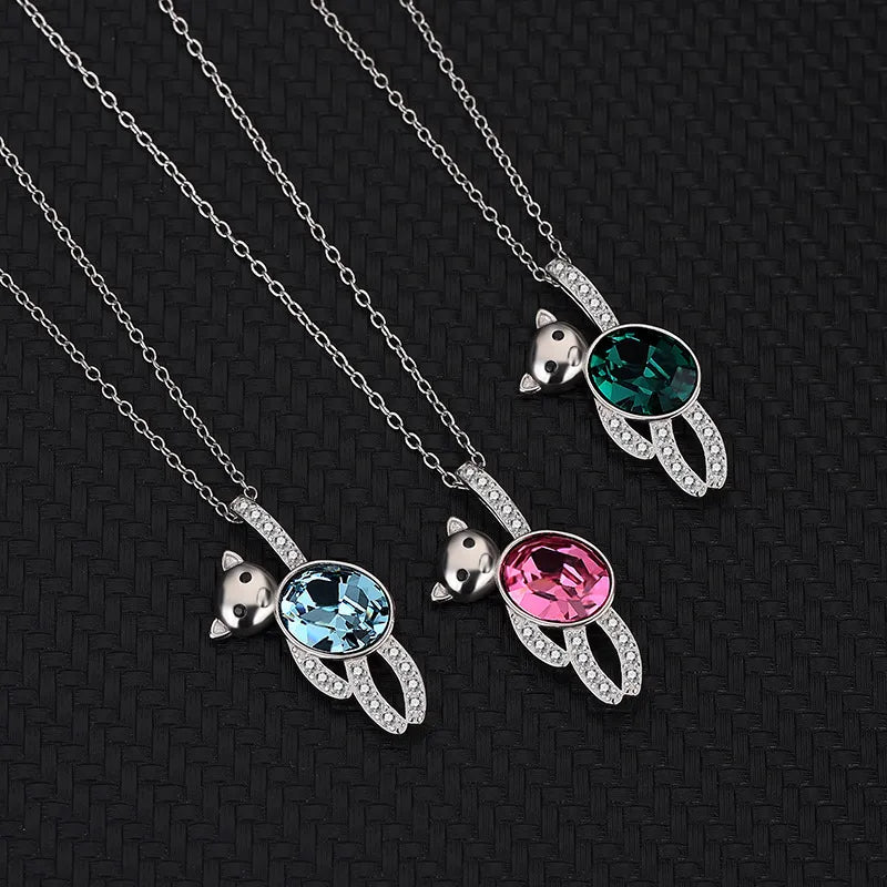 Necklaces Glow Guide-Fashion Animal Austrian Crystal Sterling Silver Bear Pendant Necklace 1 Piece