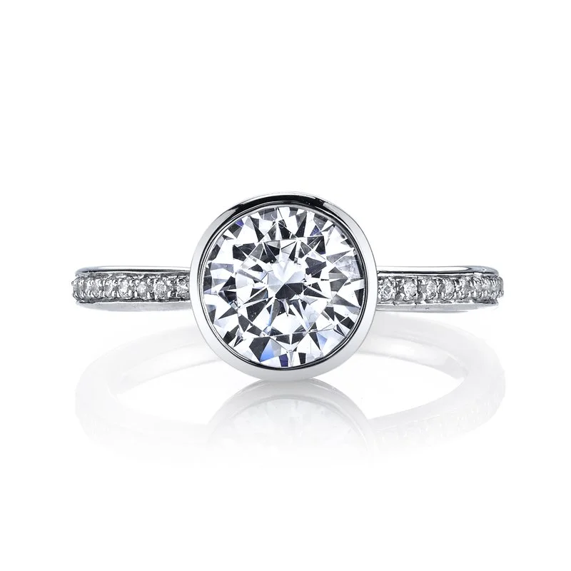 Rings For Thick Wear-Bezel Set Solitaire Ring Setting with Diamond Band