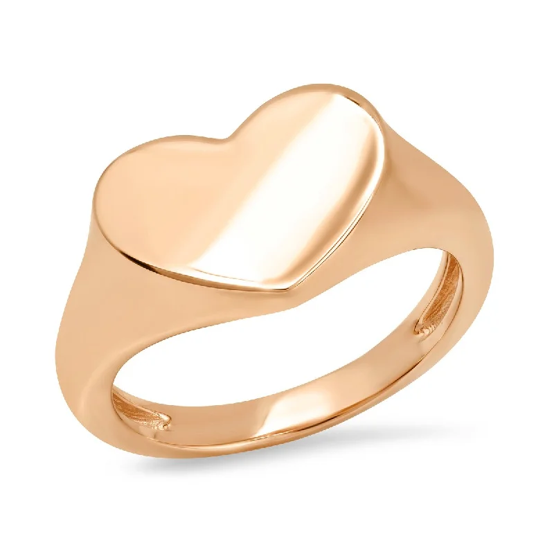 Rings For Thin Joints-Gold Smushed Heart Pinky Ring