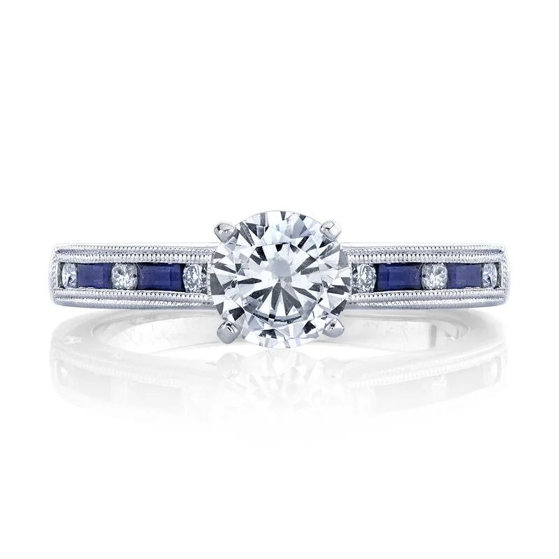 Rings For Icy Hues-Solitaire Ring Setting With Sapphire and Diamond Band