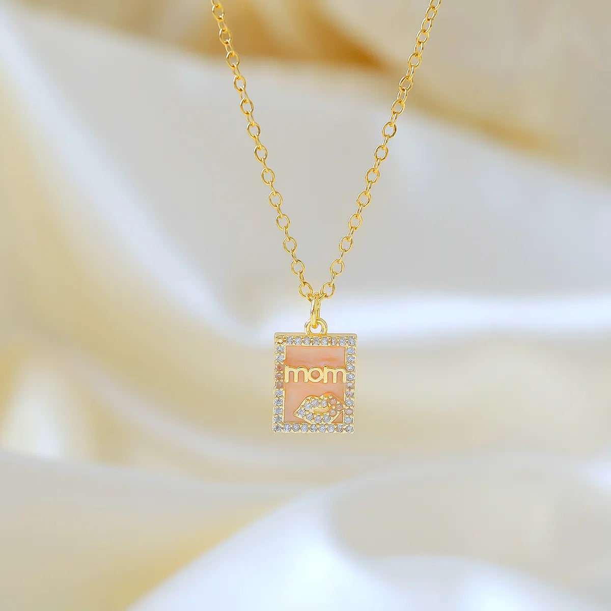 Necklaces With Tiny Links-Wholesale IG Style Original Design Classic Style Letter Copper Enamel Inlay 18K Gold Plated Zircon Pendant Necklace