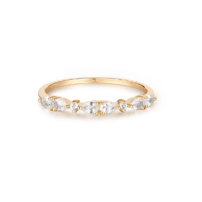 Rings Buy Advice-Pear and Round White Sapphire Half-Eternity Ring