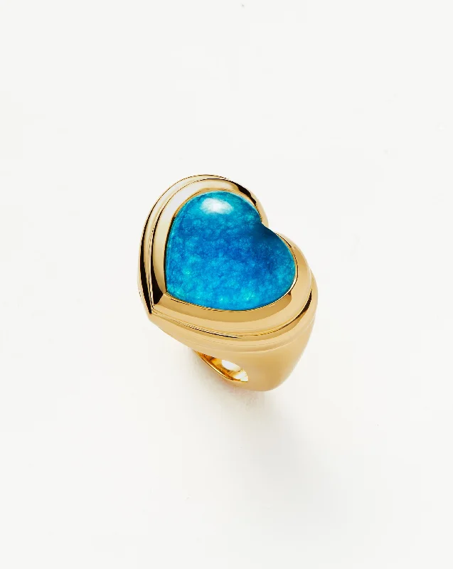 Rings For Country Wear-Jelly Heart Gemstone Ring | 18ct Gold Plated/Blue Quartz