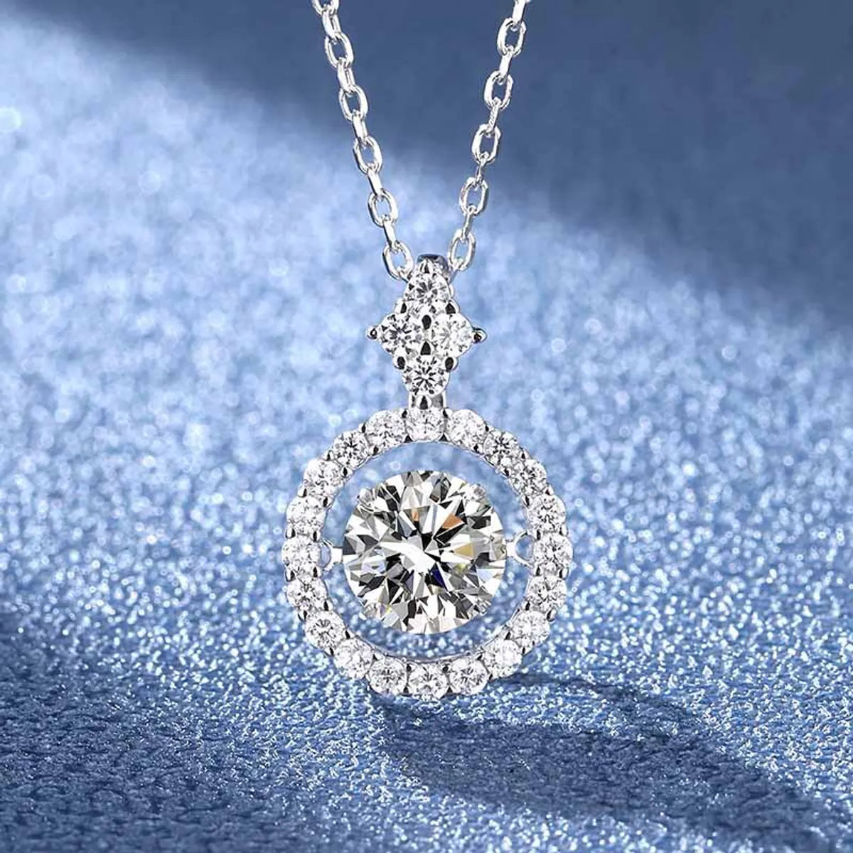 Necklaces Cost Tips-Romantic Shiny Round Rhombus Sterling Silver Moissanite Zircon Pendant Necklace In Bulk