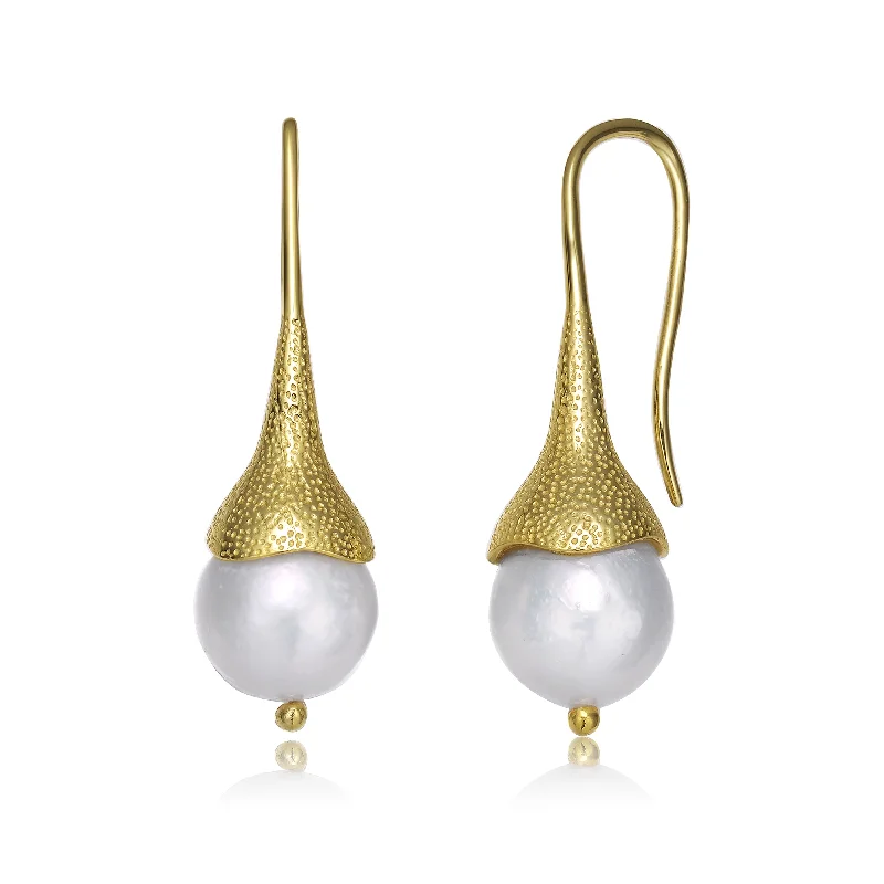 Earrings Fade Resistance-Brigitte Nest Pearl Hook Earrings