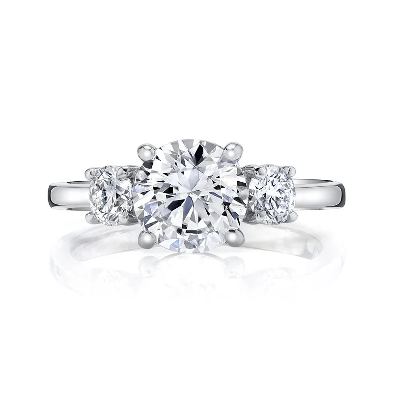 Rings Shopping Guide-Three Stone Ring Setting With Round Side Diamonds