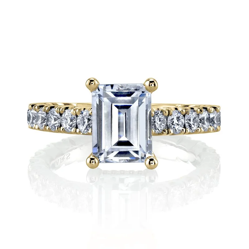 Best Gleam Rings-Solitaire Ring Setting with Diamond Band and Hidden Halo