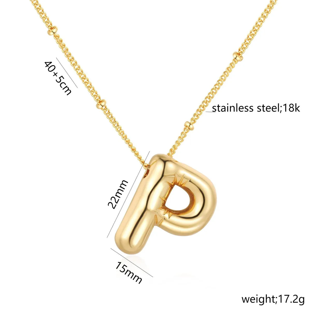 Bead Necklace Letters P-Gold