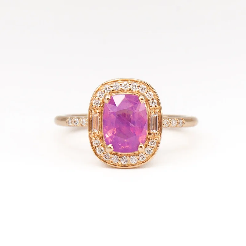 High Ease Rings-1.58 ct Purple-Pink Cushion Sapphire Athena Ring