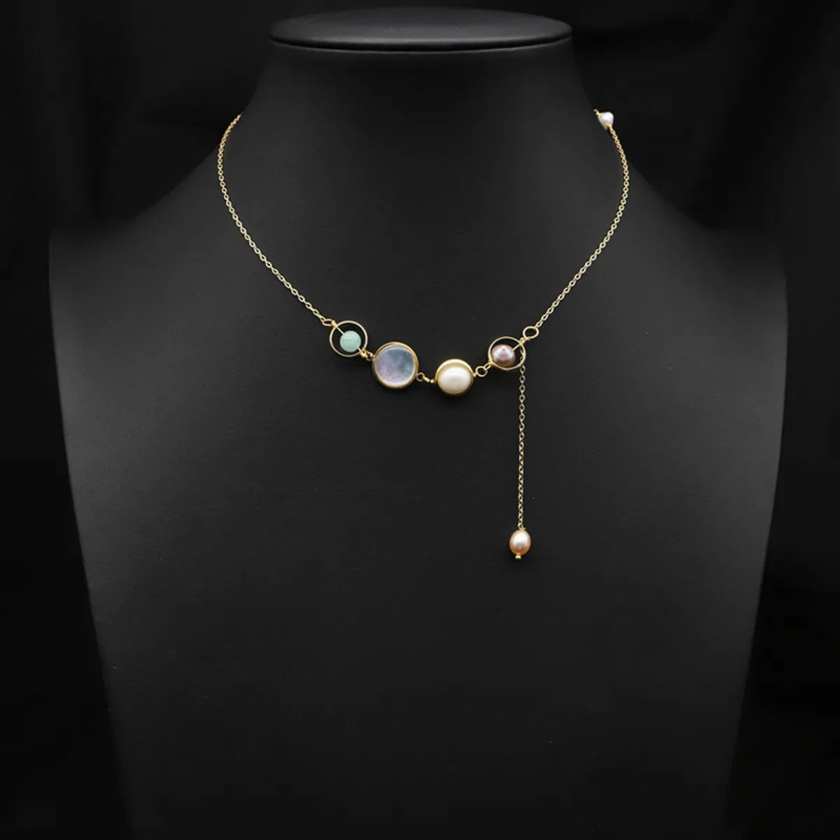 Necklaces For Party Shine-Retro Round Freshwater Pearl Copper Plating 18k Gold Plated Pendant Necklace