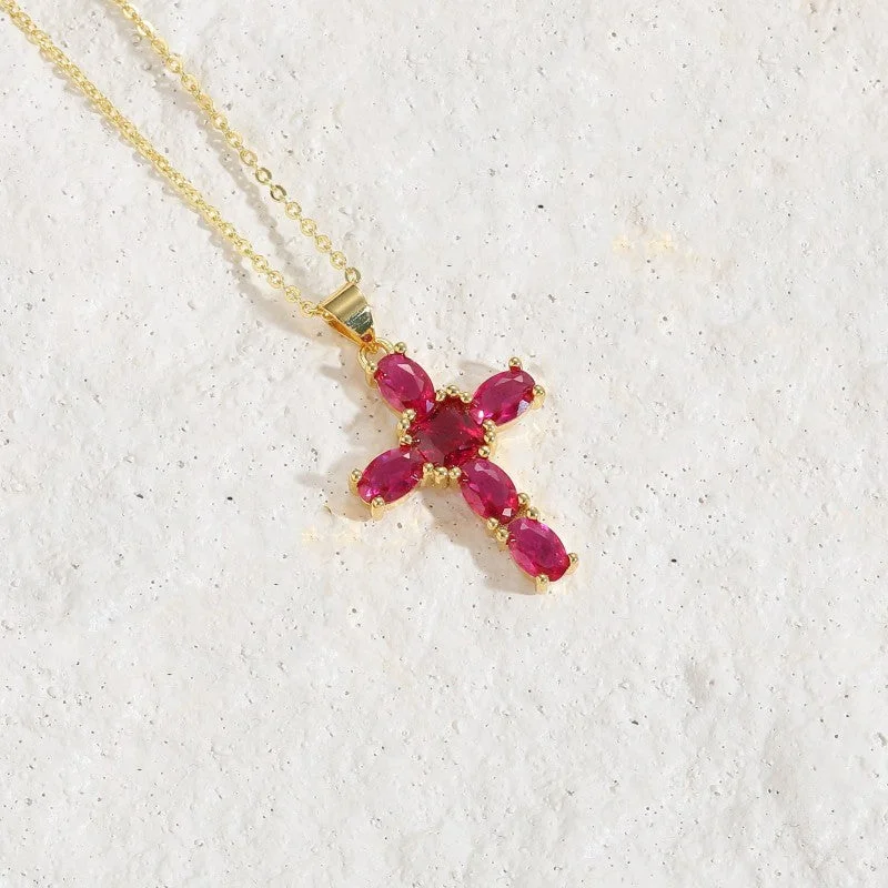 Rose Zircon Cross